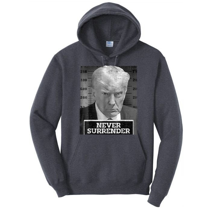 Trump Mug Shot - Donald Trump Mug Shot - Never Surrender Tall Hoodie