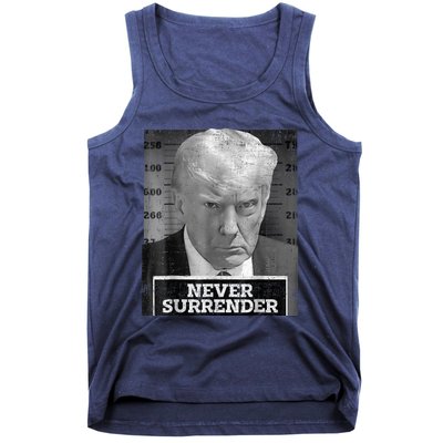 Trump Mug Shot - Donald Trump Mug Shot - Never Surrender Tank Top