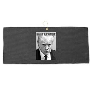 Trump Mug Shot Donald Trump Mug Shot Never Surrender Large Microfiber Waffle Golf Towel