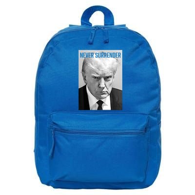 Trump Mug Shot Donald Trump Mug Shot Never Surrender 16 in Basic Backpack