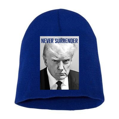 Trump Mug Shot Donald Trump Mug Shot Never Surrender Short Acrylic Beanie
