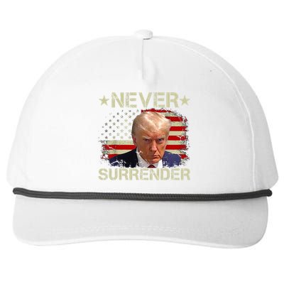 Trump Mug Shot Never Surrender Pro Trump American Flag Snapback Five-Panel Rope Hat