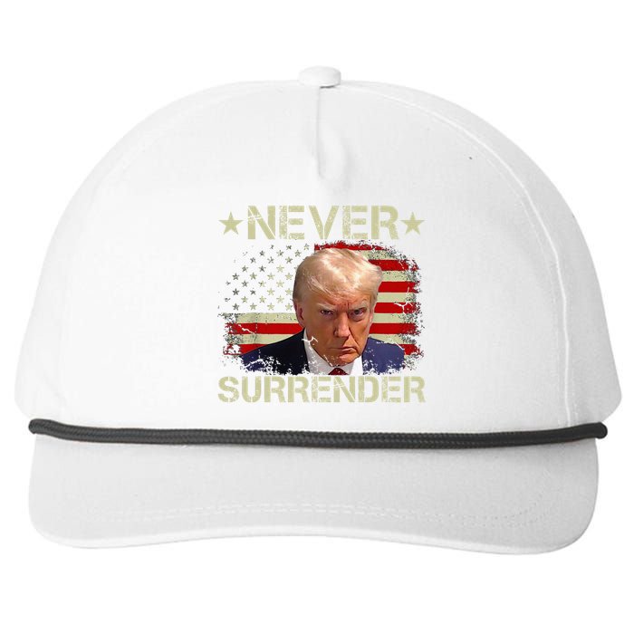 Trump Mug Shot Never Surrender Pro Trump American Flag Snapback Five-Panel Rope Hat