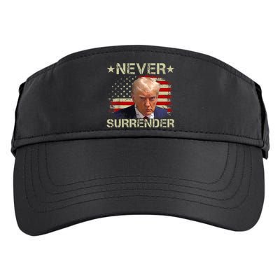 Trump Mug Shot Never Surrender Pro Trump American Flag Adult Drive Performance Visor