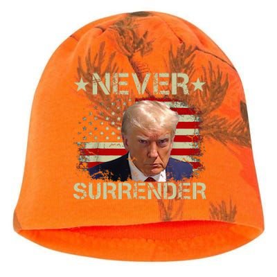 Trump Mug Shot Never Surrender Pro Trump American Flag Kati - Camo Knit Beanie