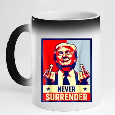 Trump Mug Shot Donald Trump Mug Shot Never Surrender 11oz Black Color Changing Mug