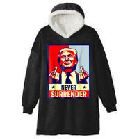 Trump Mug Shot Donald Trump Mug Shot Never Surrender Hooded Wearable Blanket