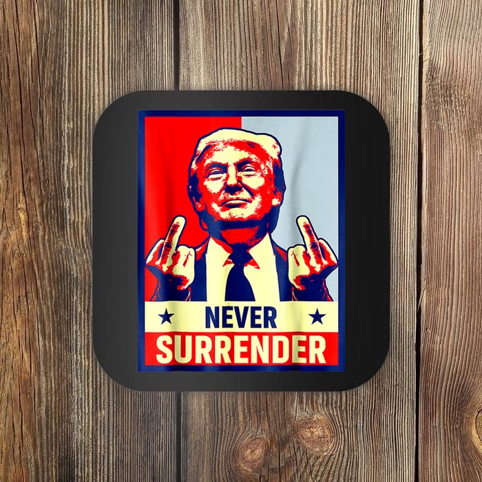 Trump Mug Shot Donald Trump Mug Shot Never Surrender Coaster