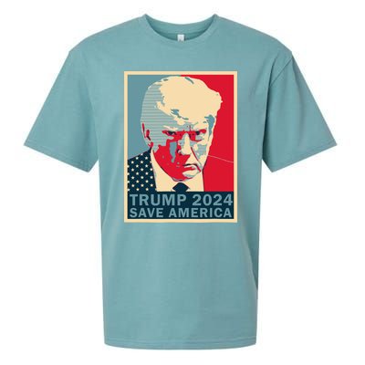 Trump Mug Shot 2024 Save America Trump Sueded Cloud Jersey T-Shirt