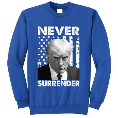 Trump Mug Shot Donald Trump Mug Shot Never Surrender Sweatshirt