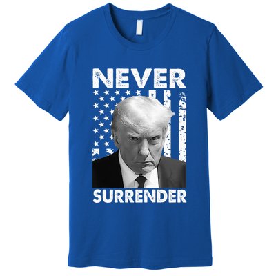Trump Mug Shot Donald Trump Mug Shot Never Surrender Premium T-Shirt