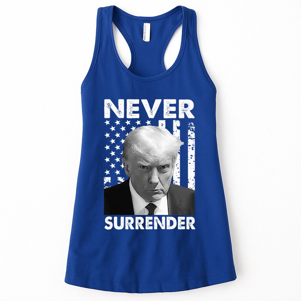 Trump Mug Shot Donald Trump Mug Shot Never Surrender Womens Tank Top