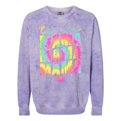 Tennis Mama Tie Dye Groovy Tennis Player Ball Mom Gift Colorblast Crewneck Sweatshirt