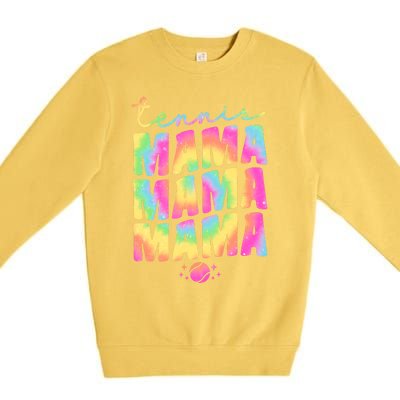 Tennis Mama Tie Dye Groovy Tennis Player Ball Mom Gift Premium Crewneck Sweatshirt