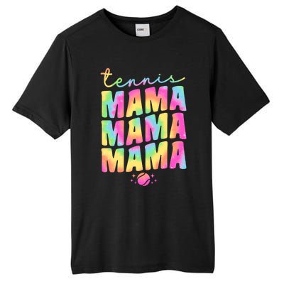 Tennis Mama Tie Dye Groovy Tennis Player Ball Mom Gift Tall Fusion ChromaSoft Performance T-Shirt