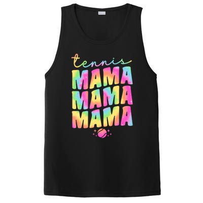 Tennis Mama Tie Dye Groovy Tennis Player Ball Mom Gift PosiCharge Competitor Tank