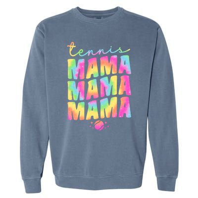 Tennis Mama Tie Dye Groovy Tennis Player Ball Mom Gift Garment-Dyed Sweatshirt