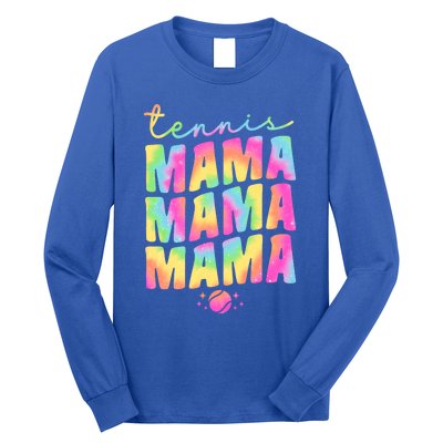 Tennis Mama Tie Dye Groovy Tennis Player Ball Mom Gift Long Sleeve Shirt