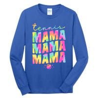 Tennis Mama Tie Dye Groovy Tennis Player Ball Mom Gift Tall Long Sleeve T-Shirt