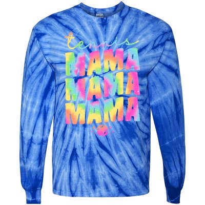 Tennis Mama Tie Dye Groovy Tennis Player Ball Mom Gift Tie-Dye Long Sleeve Shirt