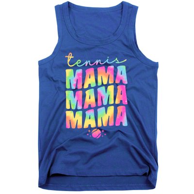 Tennis Mama Tie Dye Groovy Tennis Player Ball Mom Gift Tank Top