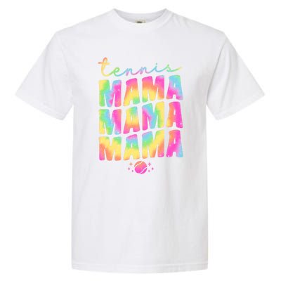 Tennis Mama Tie Dye Groovy Tennis Player Ball Mom Gift Garment-Dyed Heavyweight T-Shirt