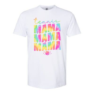 Tennis Mama Tie Dye Groovy Tennis Player Ball Mom Gift Softstyle CVC T-Shirt