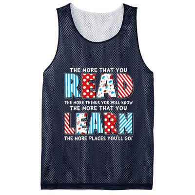 The More That You Read And Learn The More Places Youll Go Mesh Reversible Basketball Jersey Tank