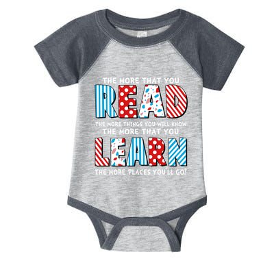The More That You Read And Learn The More Places Youll Go Infant Baby Jersey Bodysuit
