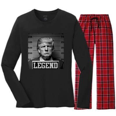 Trump Mugshot, Trump Mug Shot Women's Long Sleeve Flannel Pajama Set 