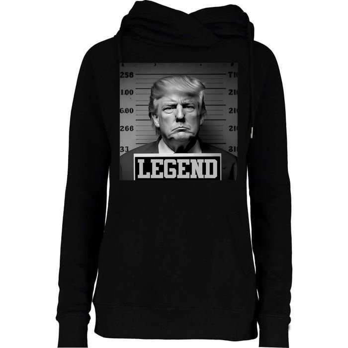 Trump Mugshot, Trump Mug Shot Womens Funnel Neck Pullover Hood