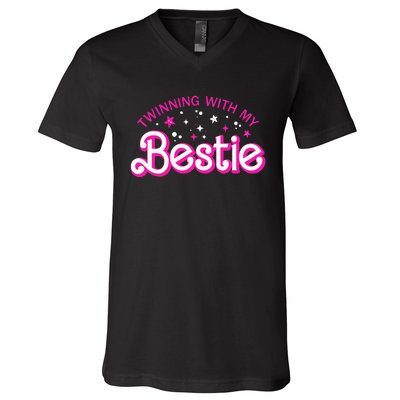 Twin Matching Twins Day Friend Twinning With My Bestie V-Neck T-Shirt