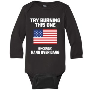 Tom Macdonald Try Burning This One Sincerely Hang Over Gang Baby Long Sleeve Bodysuit