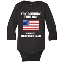 Tom Macdonald Try Burning This One Sincerely Hang Over Gang Baby Long Sleeve Bodysuit