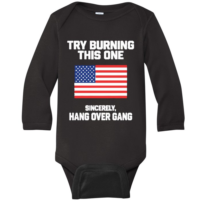 Tom Macdonald Try Burning This One Sincerely Hang Over Gang Baby Long Sleeve Bodysuit