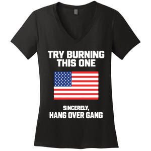 Tom Macdonald Try Burning This One Sincerely Hang Over Gang Women's V-Neck T-Shirt