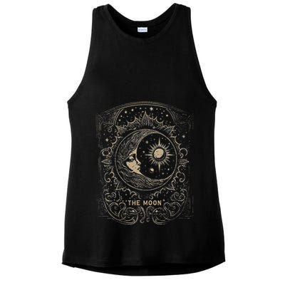 The Moon Tarot Card Goth Emo Occult Graphic Women Ladies PosiCharge Tri-Blend Wicking Tank