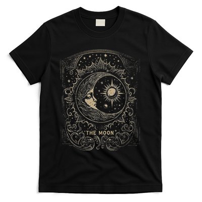 The Moon Tarot Card Goth Emo Occult Graphic Women T-Shirt