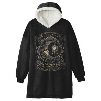 The Moon Tarot Card Goth Emo Occult Graphic Women Hooded Wearable Blanket