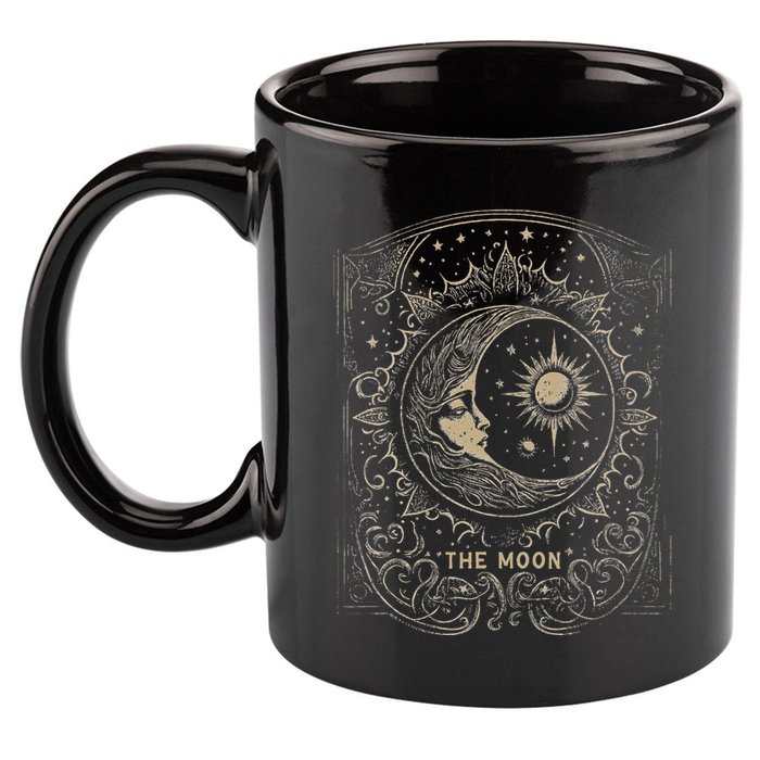 The Moon Tarot Card Goth Emo Occult Graphic Women 11oz C Handle Ceramic Mug