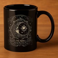 The Moon Tarot Card Goth Emo Occult Graphic Women 11oz C Handle Ceramic Mug
