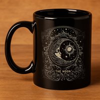 The Moon Tarot Card Goth Emo Occult Graphic Women 11oz C Handle Ceramic Mug
