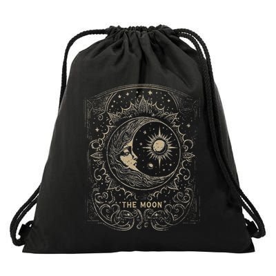 The Moon Tarot Card Goth Emo Occult Graphic Women Drawstring Bag