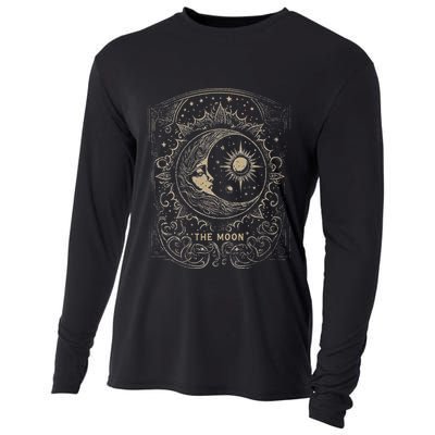 The Moon Tarot Card Goth Emo Occult Graphic Women Cooling Performance Long Sleeve Crew