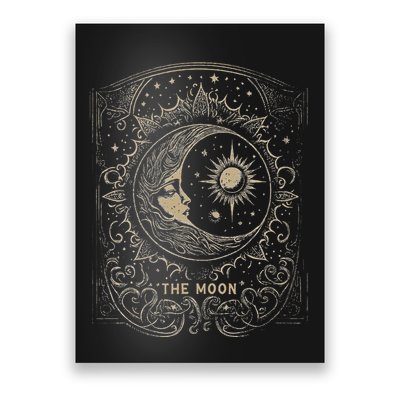 The Moon Tarot Card Goth Emo Occult Graphic Women Poster