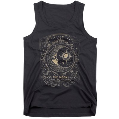 The Moon Tarot Card Goth Emo Occult Graphic Women Tank Top