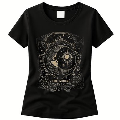 The Moon Tarot Card Goth Emo Occult Graphic Women Womens T-Shirt