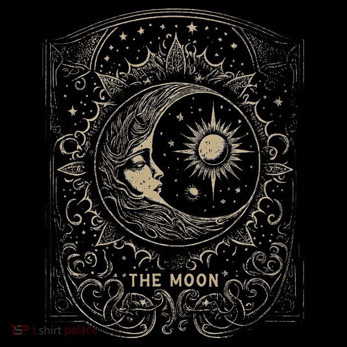 The Moon Tarot Card Goth Emo Occult Graphic Women Womens T-Shirt