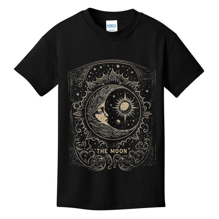 The Moon Tarot Card Goth Emo Occult Graphic Women Kids T-Shirt