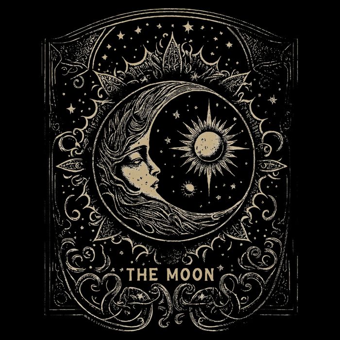 The Moon Tarot Card Goth Emo Occult Graphic Women Kids T-Shirt